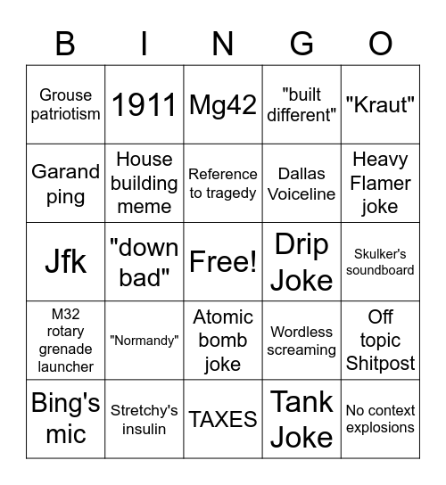 Badjurs bingo Card