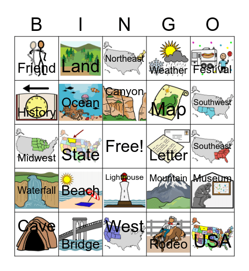 Regions of the USA Bingo Card