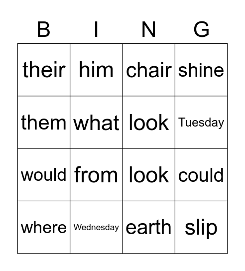Sight Words & Digraphs 2 -CLC Bingo Card