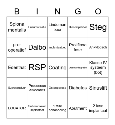 Implantologie Bingo Card