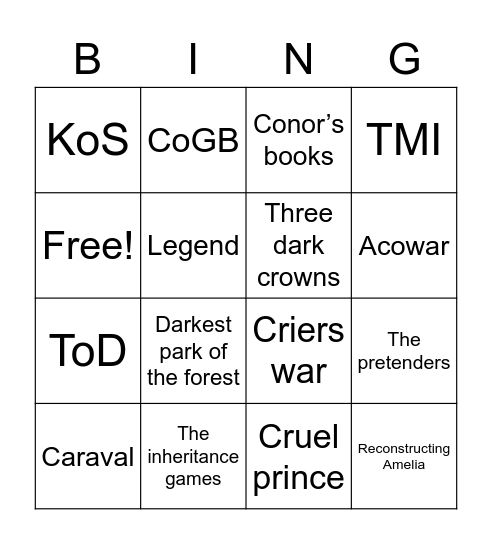 TBR Bingo Card