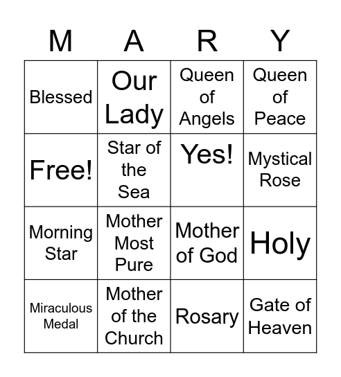 The Blessed Virgin Mary Bingo Card