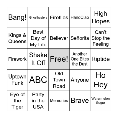 MB Music Bingo! Bingo Card