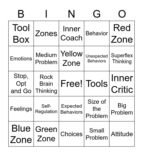 Zones Bingo!!! Bingo Card