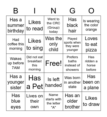 Find Someone Who... Bingo Card