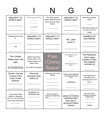 WWII in HD BINGO Card