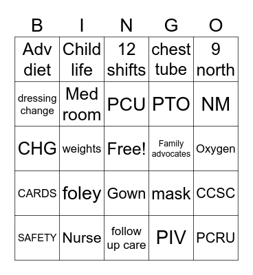 NURSES WEEK 2021 BINGO Card