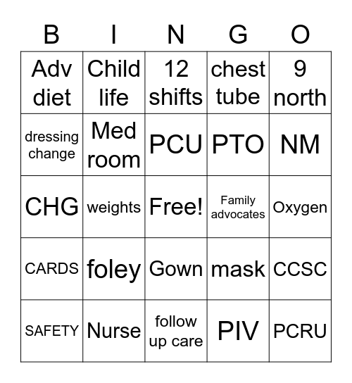 NURSES WEEK 2021 BINGO Card