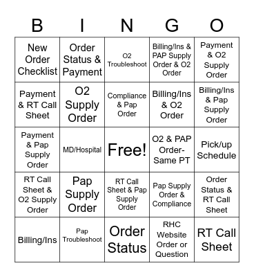 Wrap Code Bingo Card