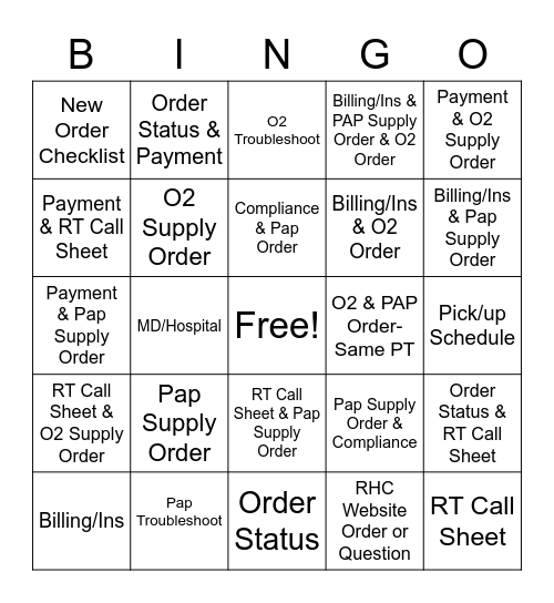 Wrap Code Bingo Card