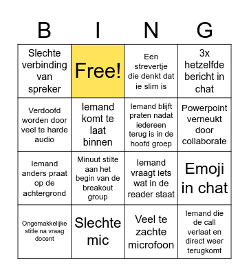 RUG Collaborate Bingo Card