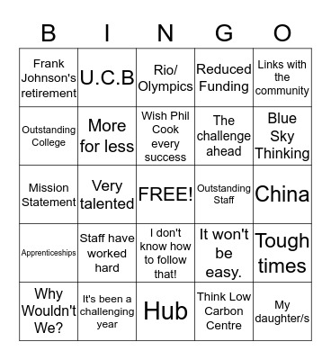 Seminar Bingo Card