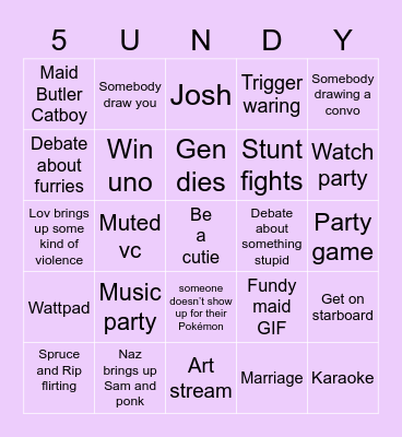 Paracasing Bingo Card