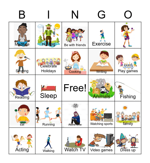 Hobbies Bingo Card