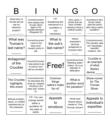 Untitled Bingo Card