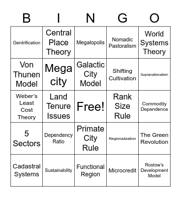 Unit 5, 6 & 7 Review Bingo Card