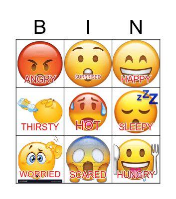 Feelings Bingo Card