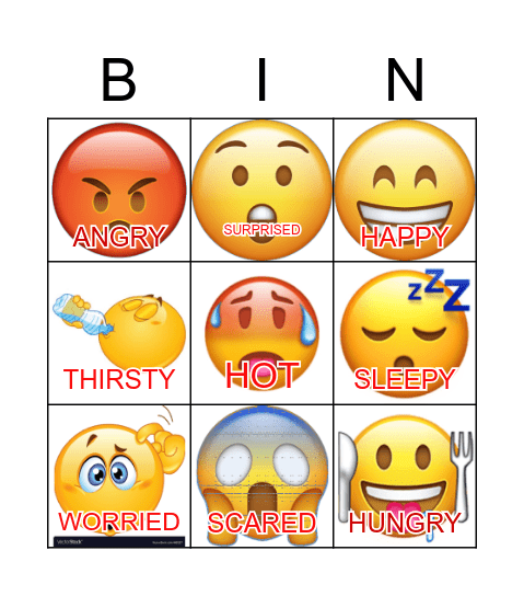 Feelings Bingo Card