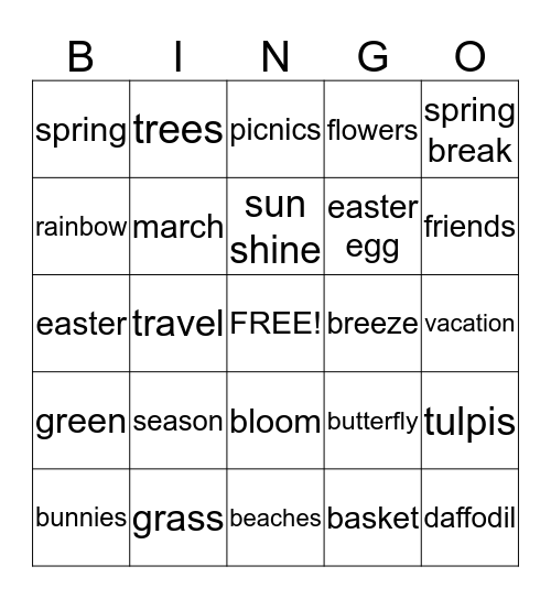 SPRING IS HERE!!! Bingo Card