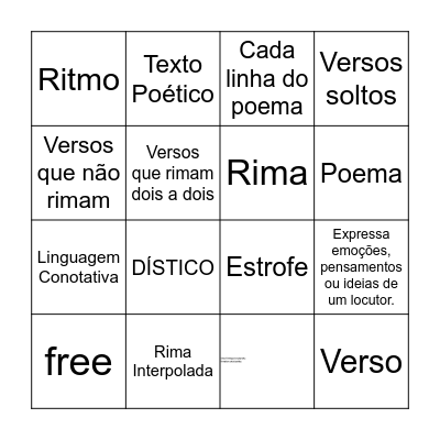 Bingo Poético Bingo Card