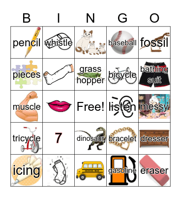 S Words Bingo Card