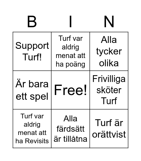 Turf Crew Bingo Card