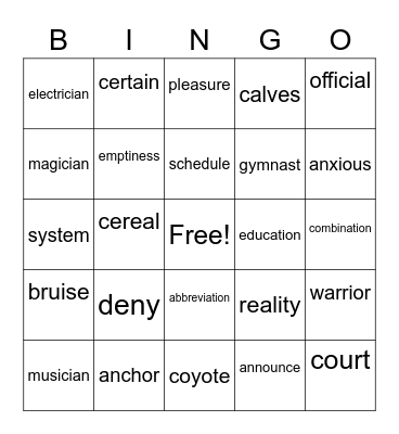 Bingo Card