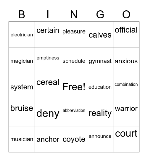 Bingo Card