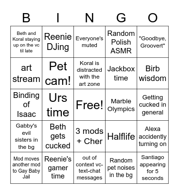 VC bingo Card