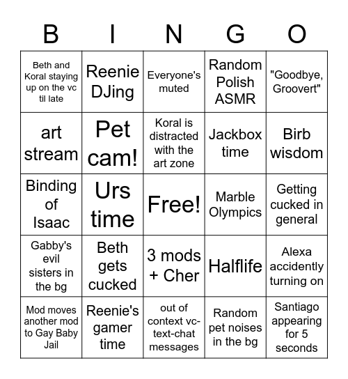 VC bingo Card