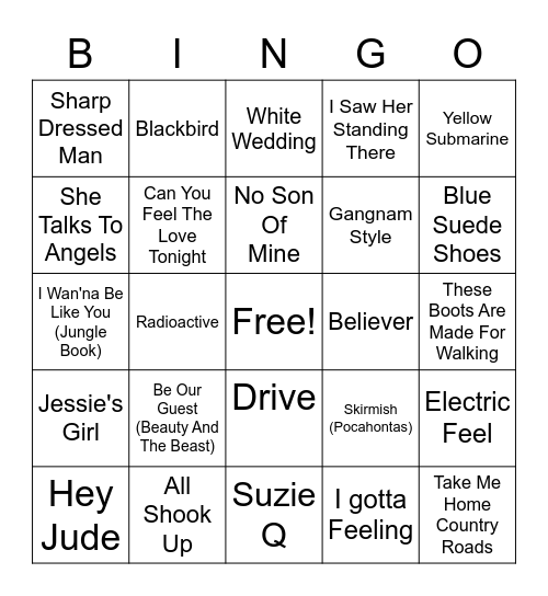 ROADS Monday Faves Bingo Card