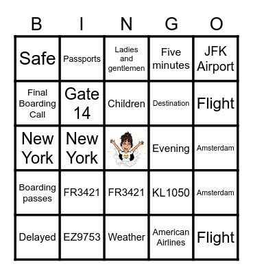 Airport Bingo 5x5 Bingo Card