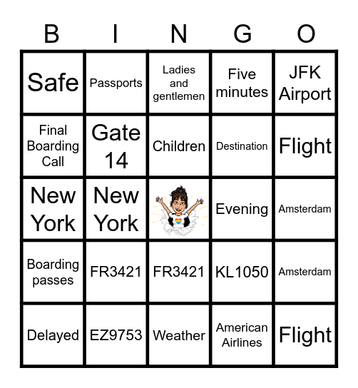 Airport Bingo 5x5 Bingo Card
