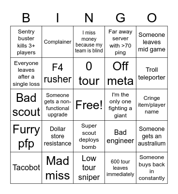 MvM Bingo Card