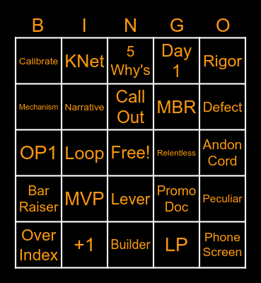 Amazon Bingo Card