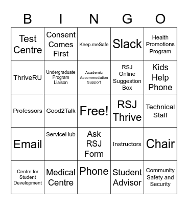 Resources for Students Bingo Card
