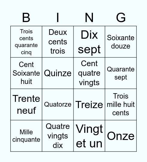 Les Numeros Bingo Card