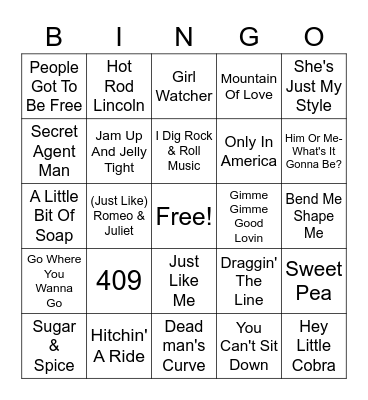 Whistle 2 Bingo Card