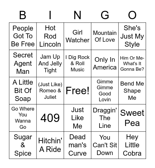 Whistle 2 Bingo Card