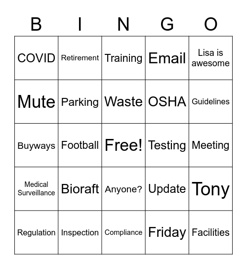 OES Buzzword Bingo Card