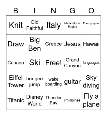 ACCENT 2nd period Bingo Card