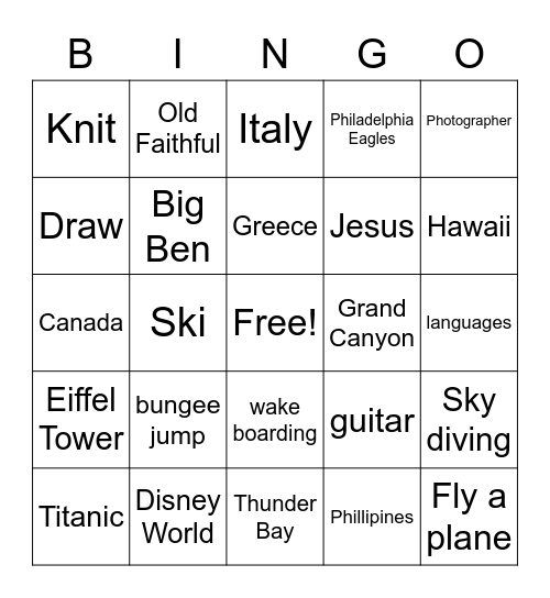 ACCENT 2nd period Bingo Card