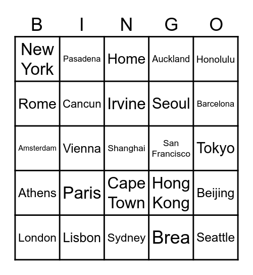 Team Building Bingo Card