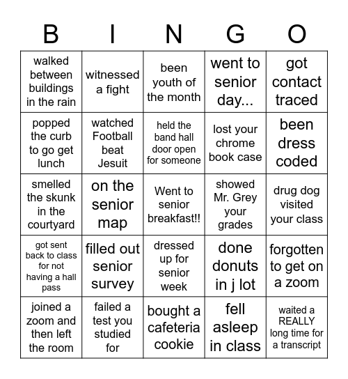 Senior Breakfast Bingo Card