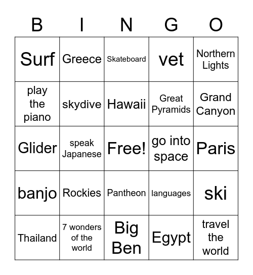 3rd period ACCENT Bingo Card