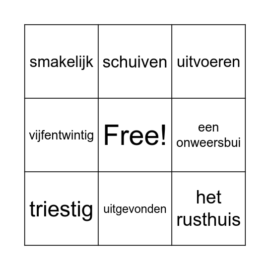 Woordenbingo Card