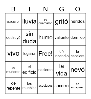 C5A Realidades 2 desastres Bingo Card