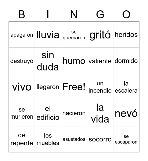C5A Realidades 2 desastres Bingo Card