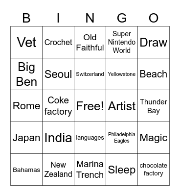 ACCENT 1st period Bingo Card