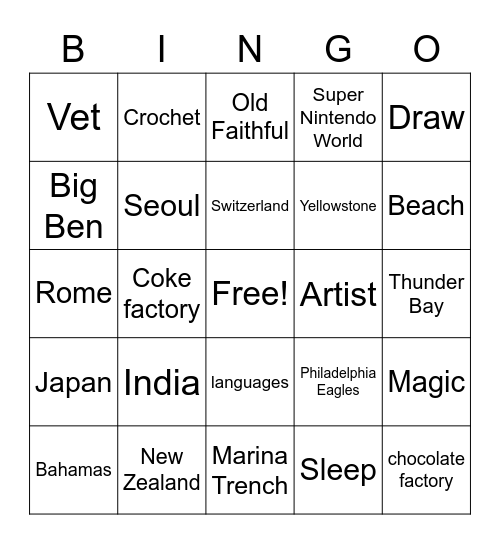 ACCENT 1st period Bingo Card